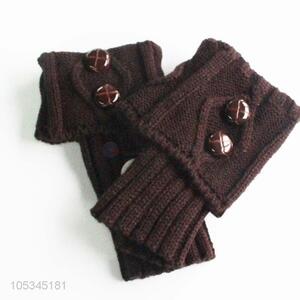 Wholesale brown acrylic short leg warmer with buttons