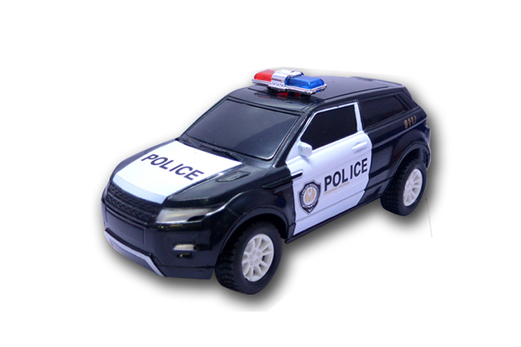 Fancy cheap 1:32 4 ways r/c police car w/ batteries