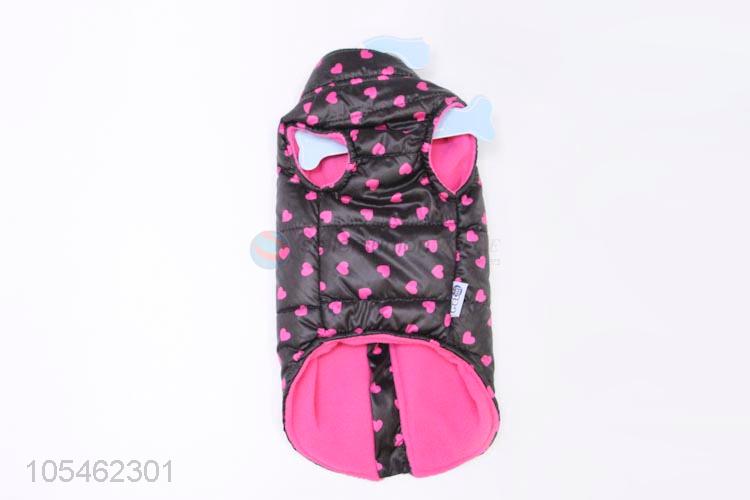 Cheap wholesale heart printed winter pet apparel dog clothes