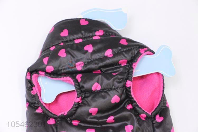 Cheap wholesale heart printed winter pet apparel dog clothes