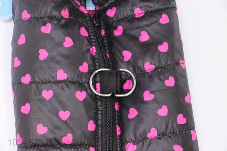 Cheap wholesale heart printed winter pet apparel dog clothes