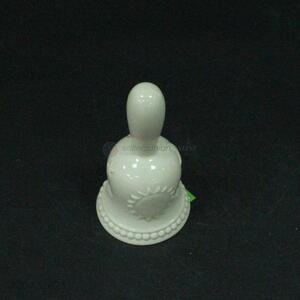 Good sale ceramic crafts white ceramic ring bell porcelain hand bell