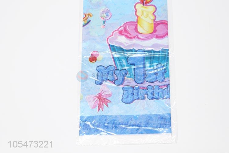 New arrival disposable plastic printed birthday party table cloth