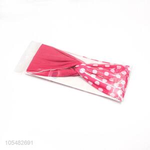 Hot selling dots printed rose red bowknot hair band/headband