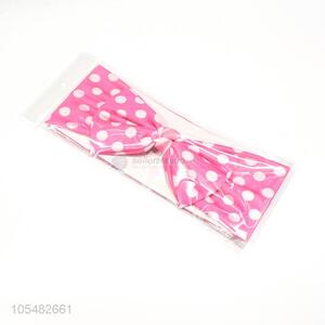 Brand-new dots printed pink bowknot hair band/headband