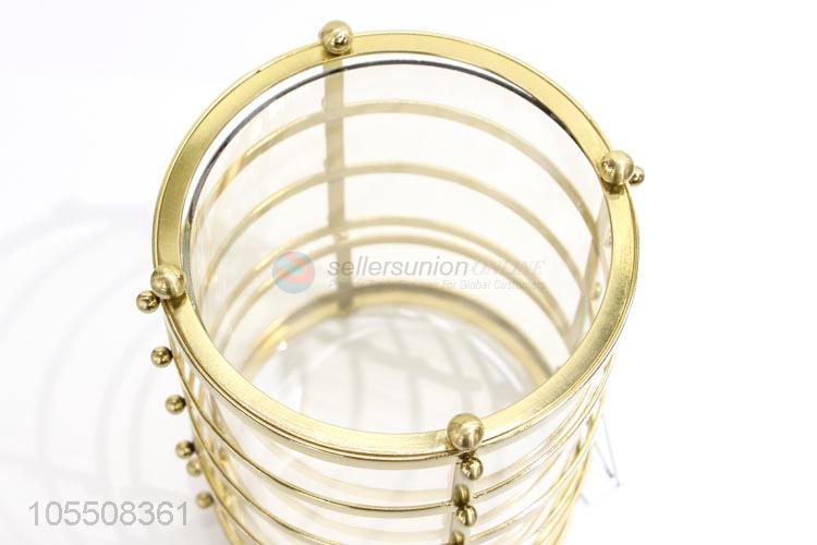 Best selling modern design golden iron metal candle holder