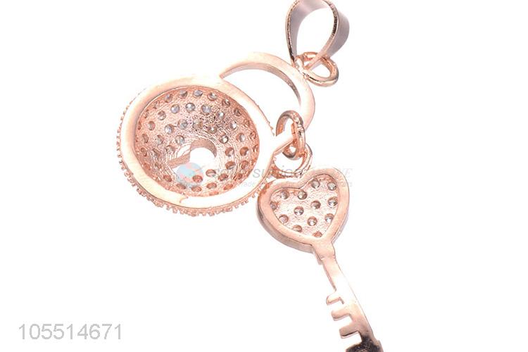 Fashion Lock And Key Diamond Pendant DIY Necklace Accessories