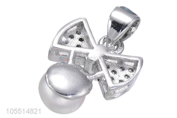 Custom Bowknot Inlay Zircon Diamond Pendant DIY Necklace Pendant