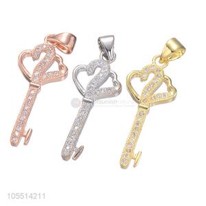 Wholesale Key Shape Inlay Zircon DIY Necklace Pendant