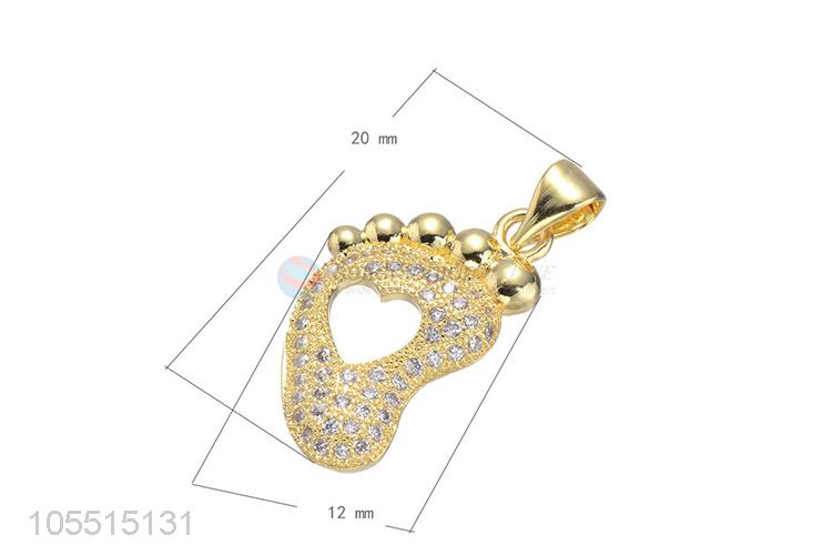 Pretty Little Feet Shape Inlay Zircon Pendant DIY Diamond Necklace Accessories