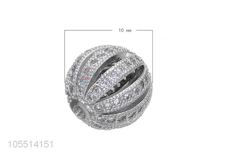 Popular Ball Shape Bangle Hole Spacer Bead Inlay Zircon Bracelet Beads