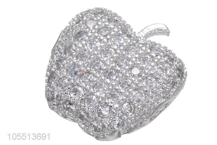 Wholesale Apple Shape Inlay Zircon Bracelet Charm Hole Spacer Bead