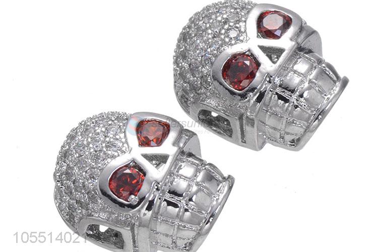 Cool Skull Bangle Bracelet Charm Diamond Hole Spacer Bead
