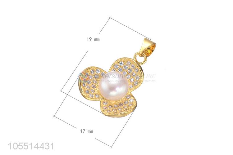 Fashion Design Flower Shape Diamond Necklace Pendant Best Jewelry Accessories