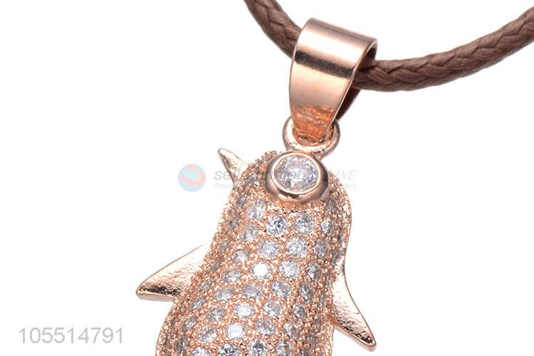 Cute Penguin Pendant Inlay Zircon Necklace Accessories