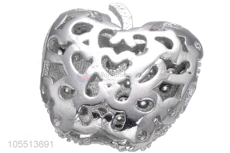 Wholesale Apple Shape Inlay Zircon Bracelet Charm Hole Spacer Bead
