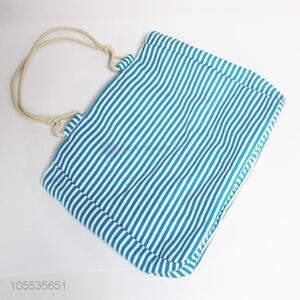Hot selling blue and white stripes printed polyester beach bag