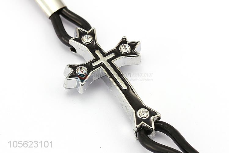 Custom Alloy Cross Retro Punk Bracelet PU Leather Bracelet