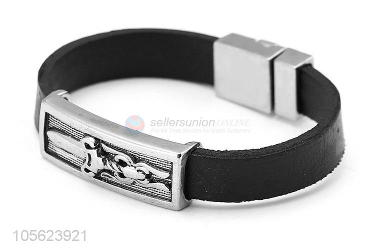 Good Quality Alloy Accessories Retro Punk Bracelet Leather Bangle