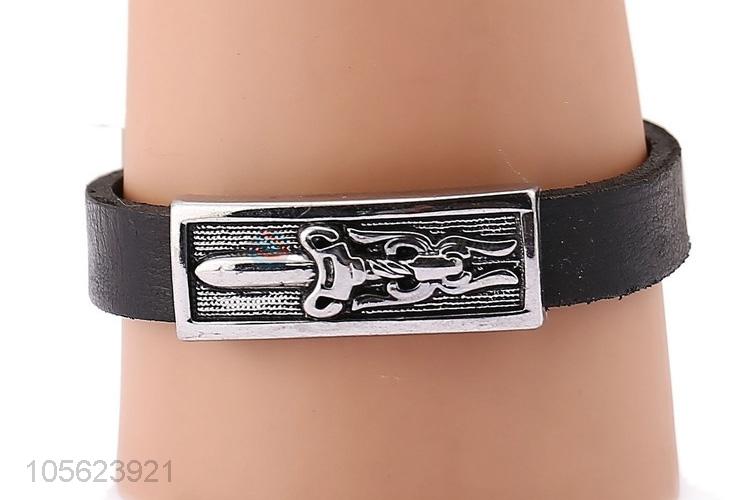 Good Quality Alloy Accessories Retro Punk Bracelet Leather Bangle