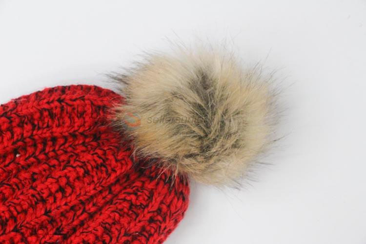 Fashion Butterfly Pattern Winter Pompon Beanies Cap For Women