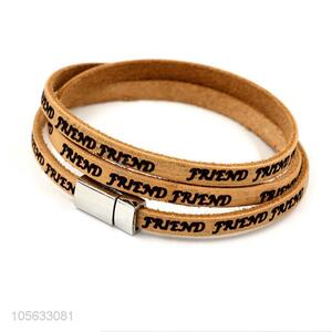 Competitive price men leather bracelet vintage magnetic buckle bracelet