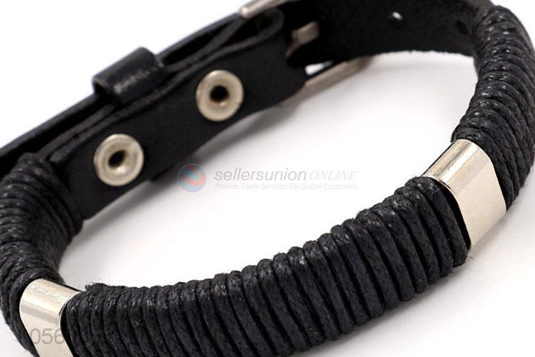 China new design fashion braided leather belt shape bracelet