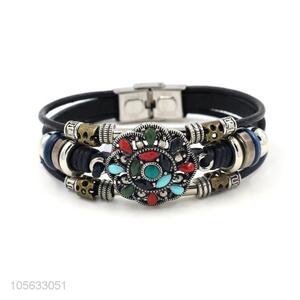 Most popular multilayer leather braid bracelet retro mens bracelets