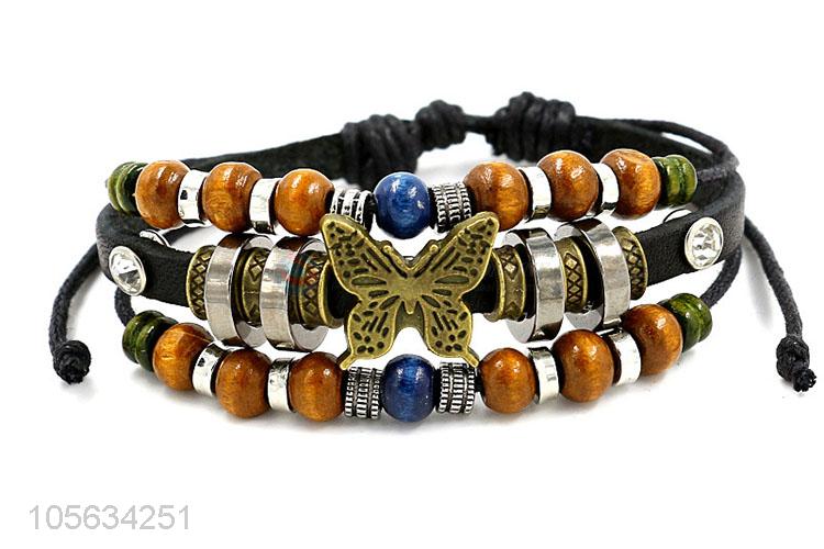 China wholesale fashion charm custom men leather handmade bracelet