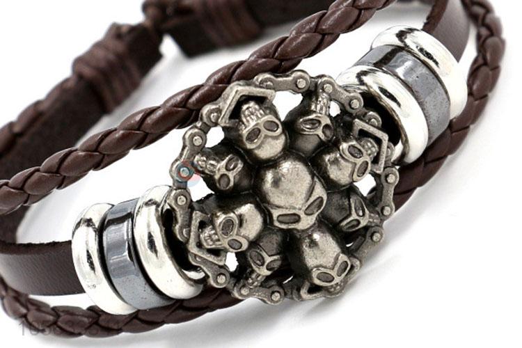 New products multilayer retro punk men alloy skull charms bracelet