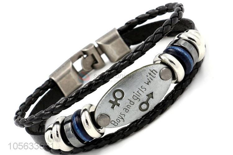 Super quality multilayer handmade retro braided bracelet for men