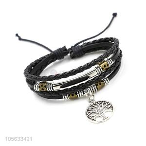 New items retro styles handmade mens leather bracelets with charms