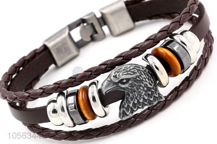 Manufacturer custom retro leather braided bracelet charms bracelets for men