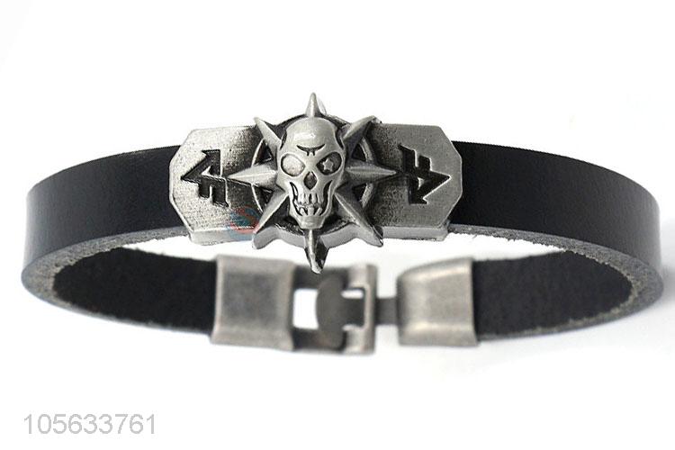 Promotional cheap custom fashion charm leather bracelet for men