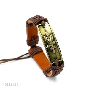 Factory customized retro styles handmade mens leather bracelets with charms