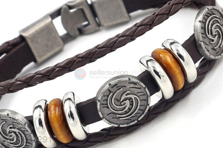 Hot selling retro leather braided bracelet charms bracelets for men