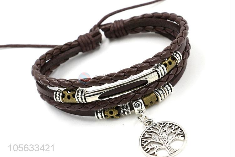 New items retro styles handmade mens leather bracelets with charms