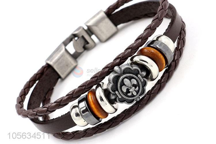 Best selling mens favor multitier retro braided rope bracelet