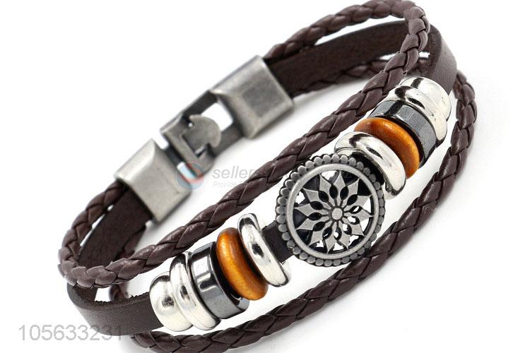 New arrival fashion charm custom men braided leather handmade bracelet