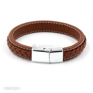 Excellent quality handmade retro browns braided leather bracelet for men