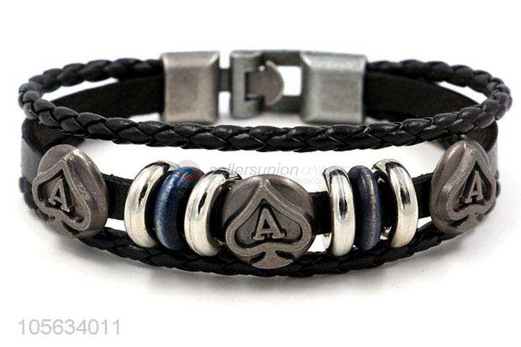 Best selling retro leather braided bracelet charms bracelets for men