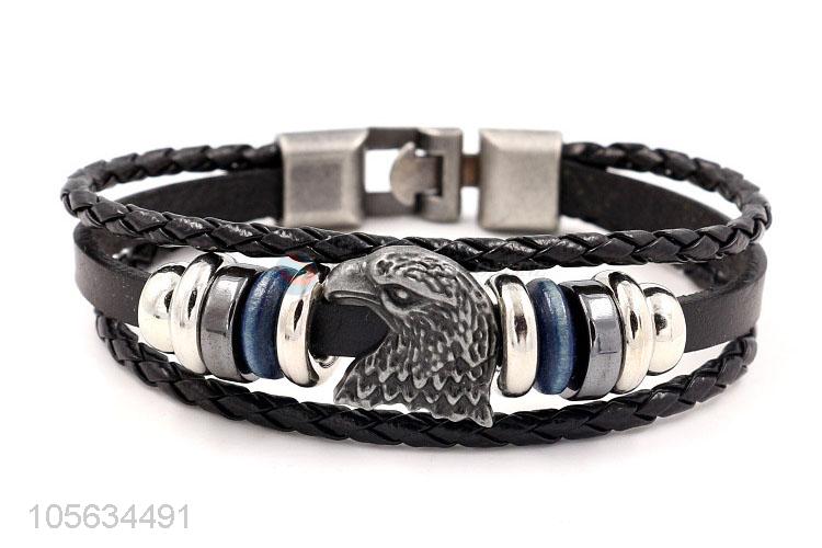 Manufacturer custom retro leather braided bracelet charms bracelets for men