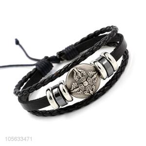 High quality retro styles handmade mens leather bracelets with charms