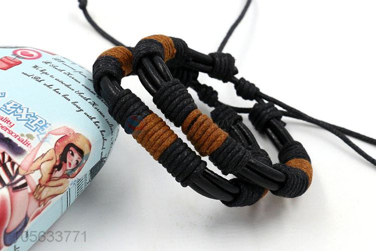 China factory retro styles handmade mens brided leather bracelets