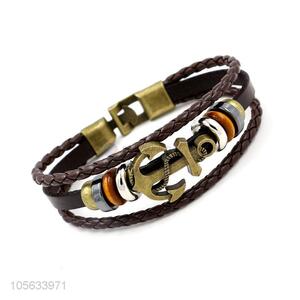 High quality multilayer leather braid bracelet retro mens bracelets