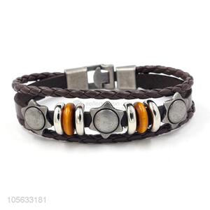 Best sale multitier men leather bracelet vintage braided bracelet