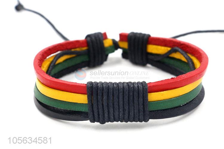 Competitive price multitier men leather bracelet vintage braided bracelet