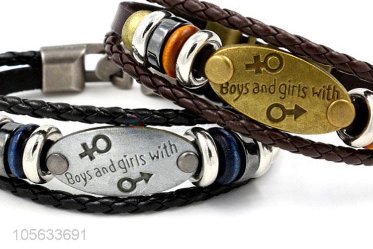 Super quality multilayer handmade retro braided bracelet for men