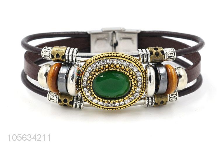 Premium quality retro leather braided bracelet charms bracelets for men