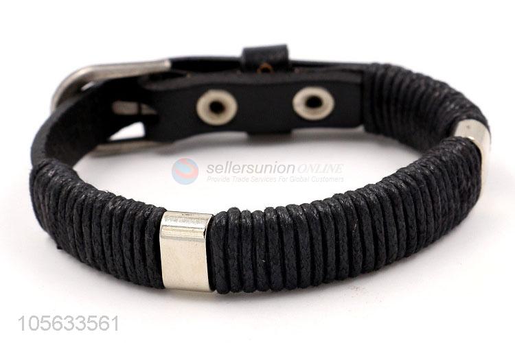 China new design fashion braided leather belt shape bracelet